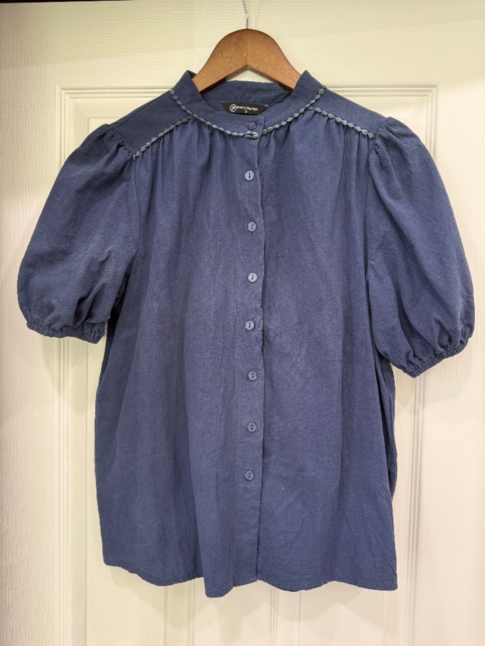 PrettyGarden Boho Peasant Button‑Front Blouse Small